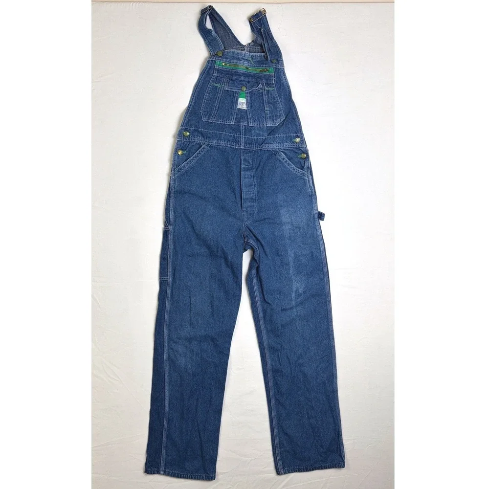 Liberty Mens Blue Denim Overalls Bib Workwear 36x33 USA Farmer Carpenter Utility